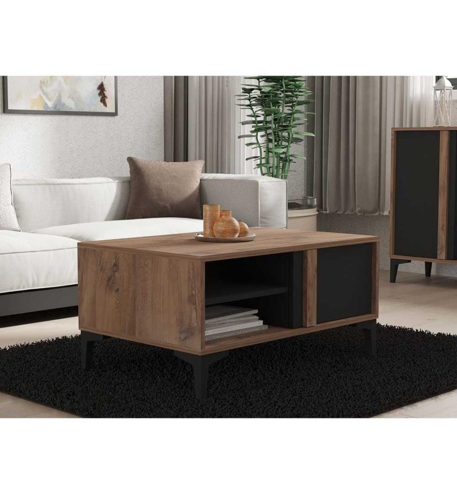 Living Room Furniture Set, Atlantic, Anthracite, Melamine Coated Particle Board