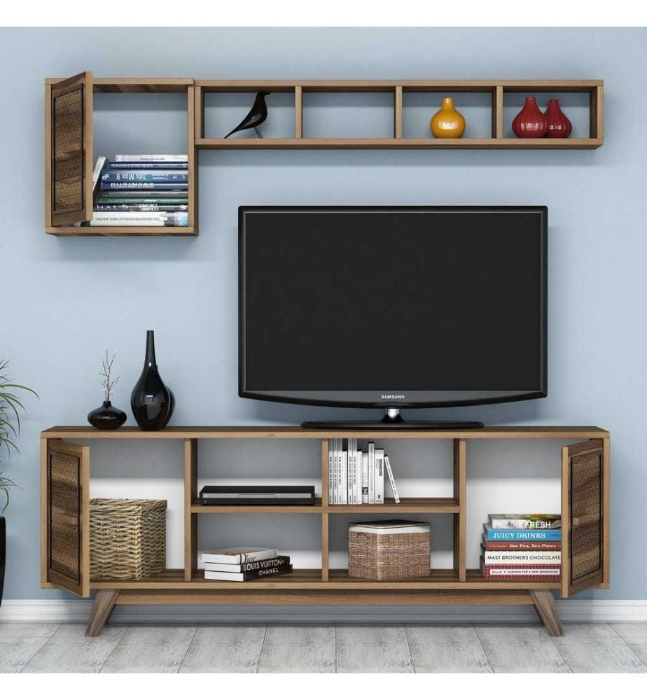 Living Room Furniture Set, Walnut, Melamine Coated Particle Board