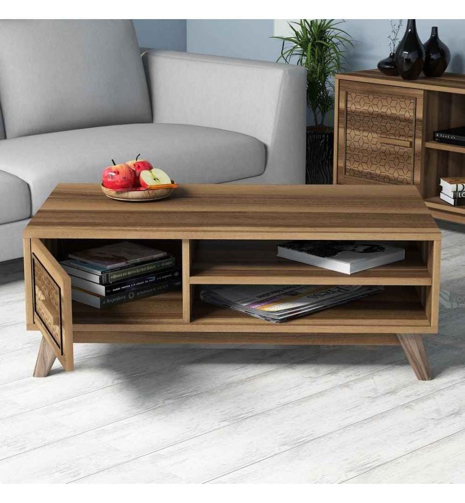 Living Room Furniture Set, Walnut, Melamine Coated Particle Board