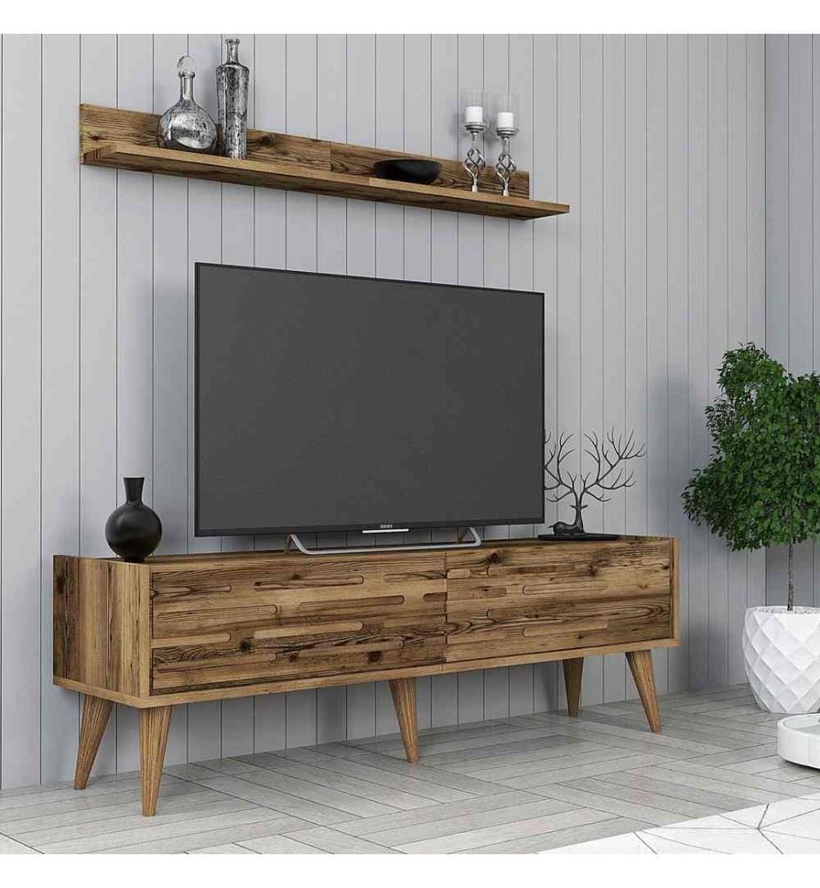 TV Unit, Walnut, Melamine Coated Particle Board