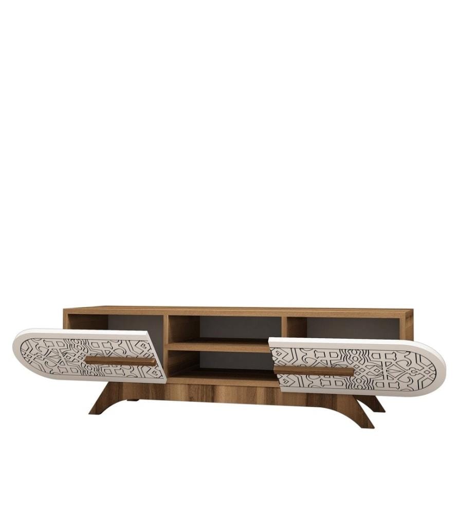 TV Unit, Walnut, White, Melamine Coated Particle Board