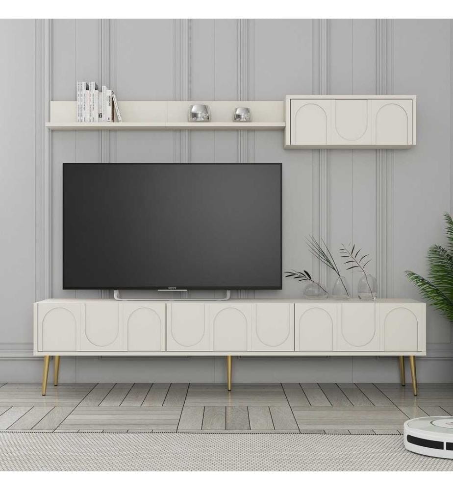 Living Room Furniture Set, Cream, Gold, 100% Melamine Coated Particle Board