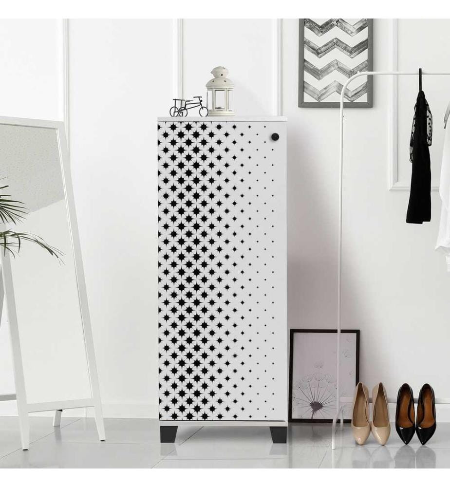 Shoe Cabinet, White Black, Melamine Coated Particle Board