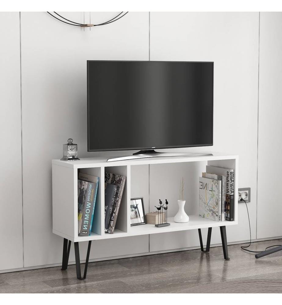 TV Stand, White, Dark Grey, Melamine Coated Particle Board