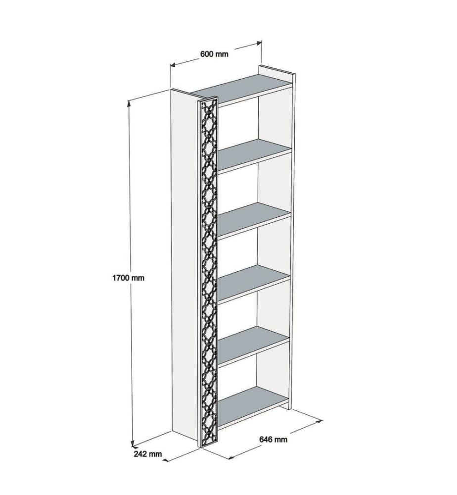 White, Scaffali, 170X64.6X24,2 cm, Piastra Di Particelle Con Rivestimento A Base Di Melamina