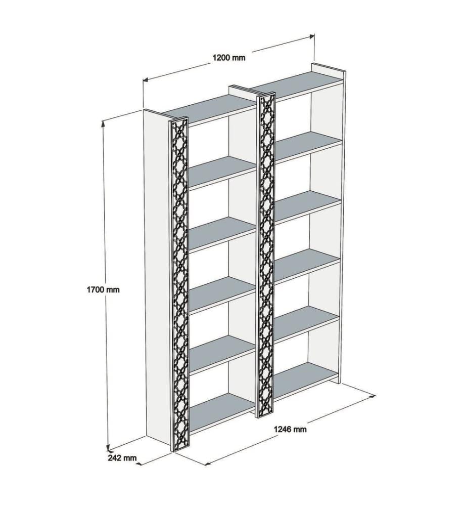 Nussbaumfarbe, Bücherregale, 170X124,6X24,2 cm, Melaminbeschichtete Partikelplatte