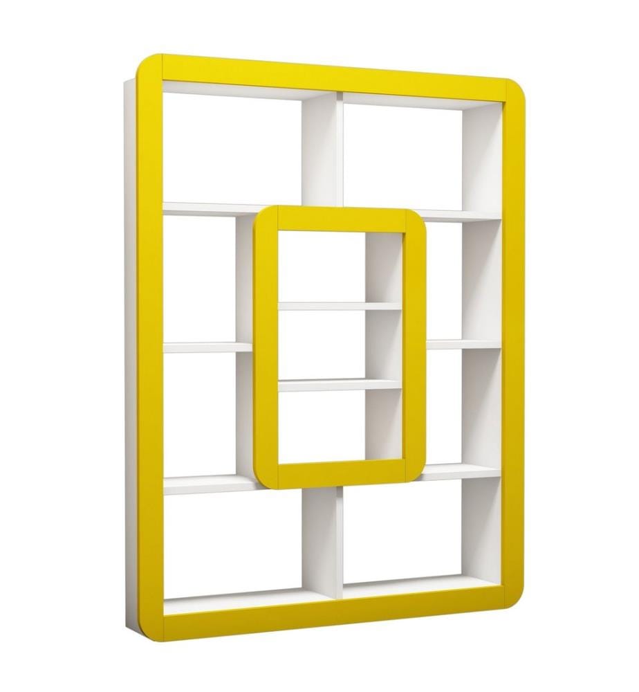 Weiss,Gelb, Bücherregale, 140X108,4X21,8 cm, Melaminbeschichtete Partikelplatte