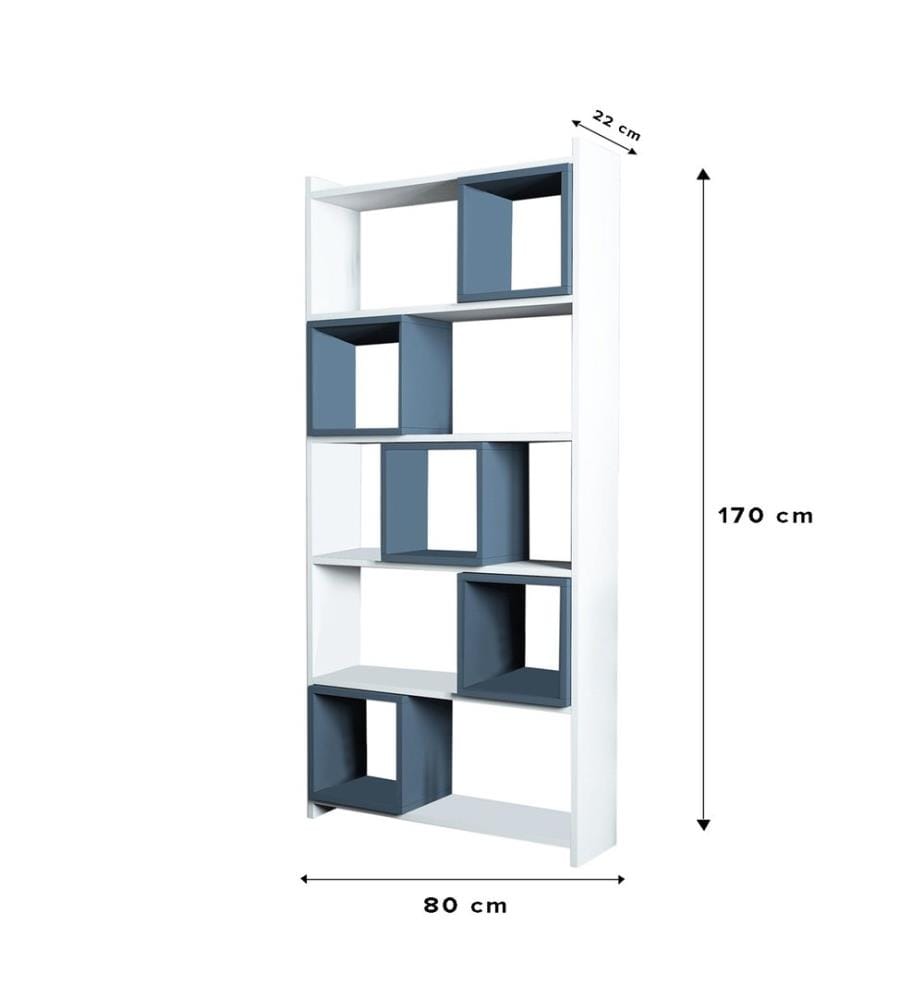 Blanc, Bleu, Étagères, 170X80X22 cm, Plaque De Particules Enrobée De Mélamine