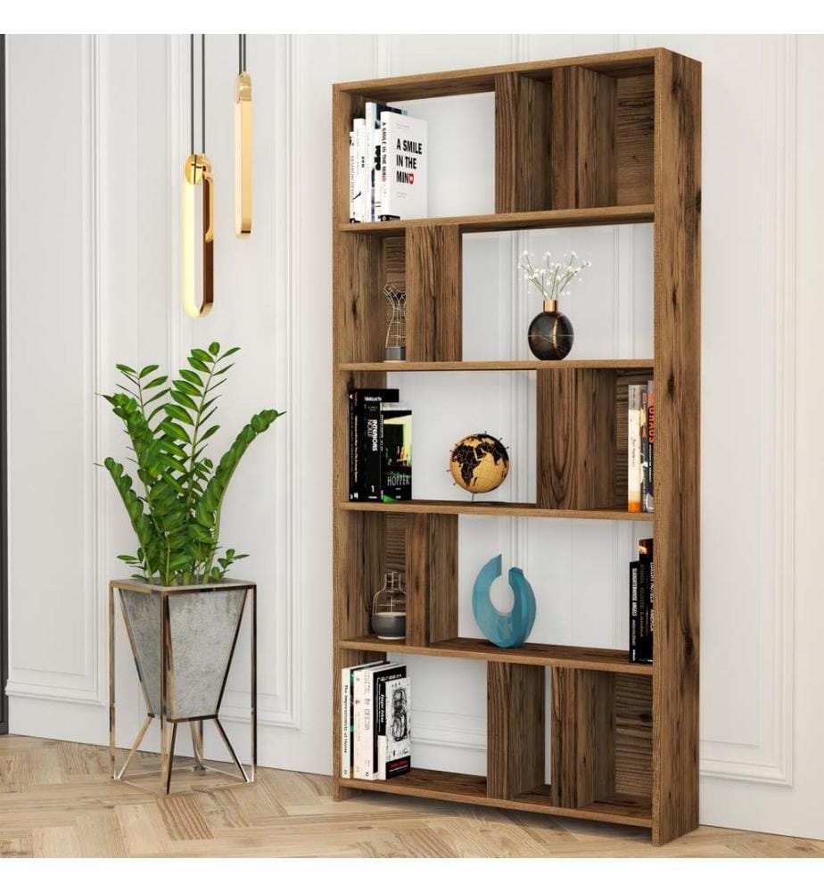 Nussbaumfarbe, Bücherregale, 180X90X20 cm, Melaminbeschichtete Partikelplatte