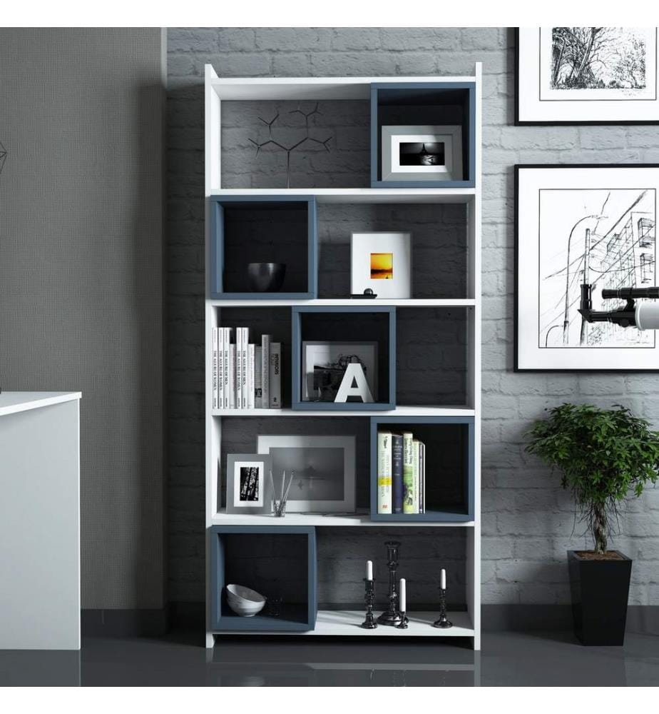 Blanc, Bleu, Étagères, 75X120X65 cm, Plaque De Particules Enrobée De Mélamine