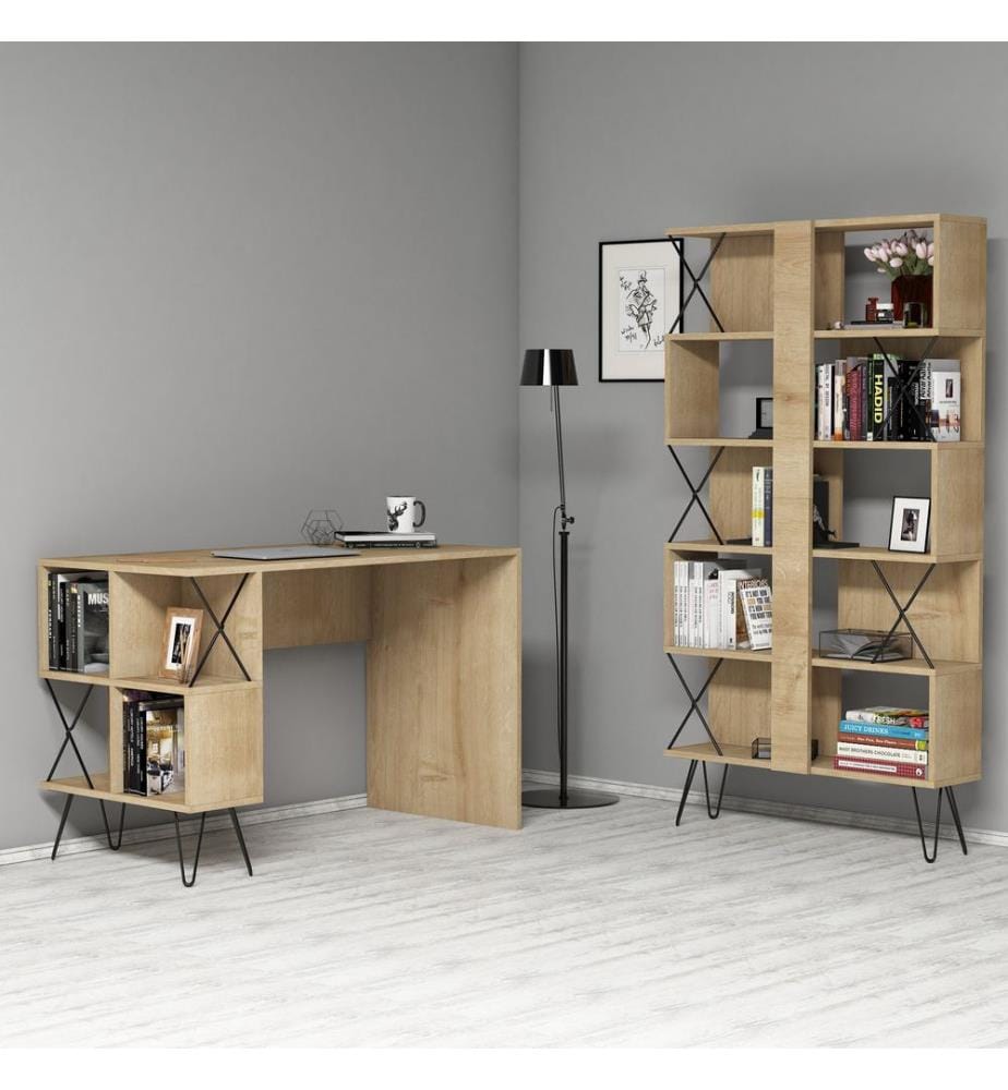 Color Quercia, Nero, Librerie, 78.8X120X60 cm, Piastra Di Particelle Con Rivestimento Melamina