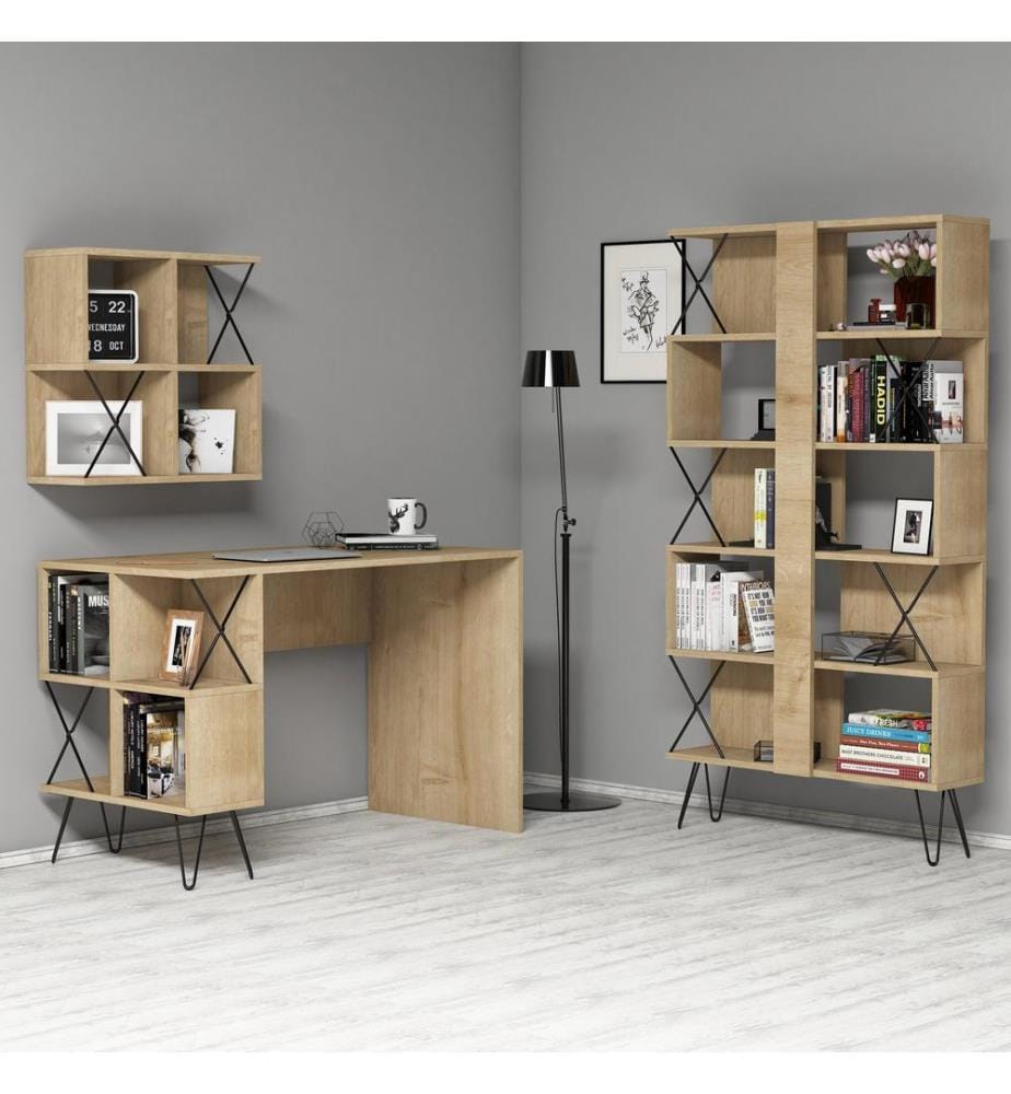 Eichenfarbig,Schwarz, Bücherregale, 78,8X120X60 cm, Melaminbeschichtete Partikelplatte