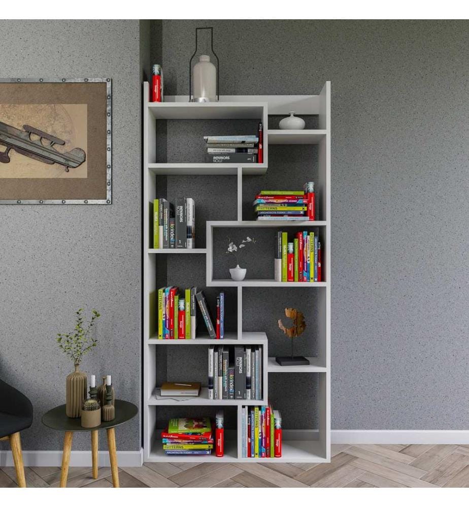 Bianco, Librerie, 182X90X22 cm, Piastra Di Particelle Con Rivestimento Melamina