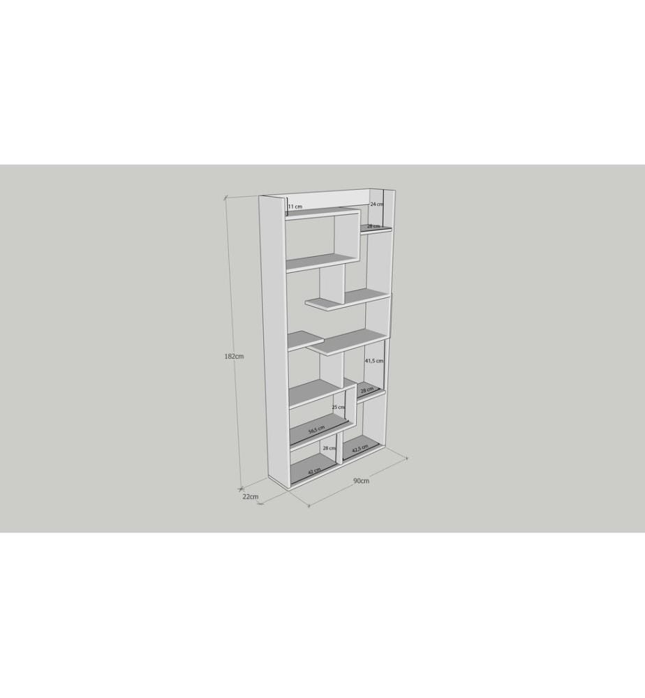 Bianco, Librerie, 182X90X22 cm, Piastra Di Particelle Con Rivestimento Melamina