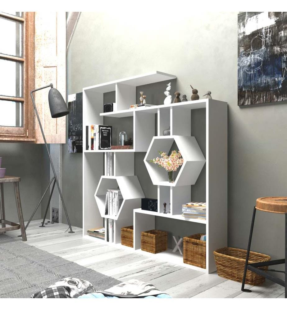 White, Scaffali, 134X134X22 cm, Piastra Di Particelle Rivestita Con Melamina