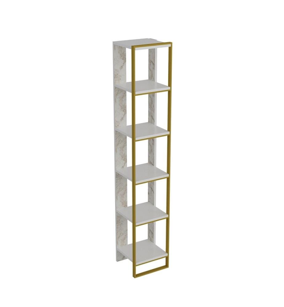 Gold,Weiss, Bücherregale, 178,5X32,2X31,3 cm, Melaminbeschichtete Partikelplatte