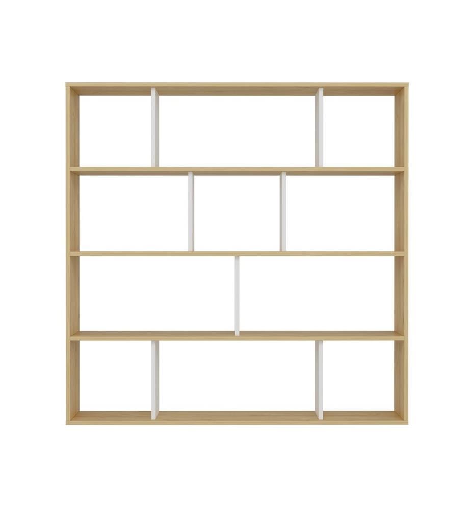 Eichenfarbig,Weiss, Bücherregale, 145X145,2X25 cm, Melaminbeschichtete Partikelplatte