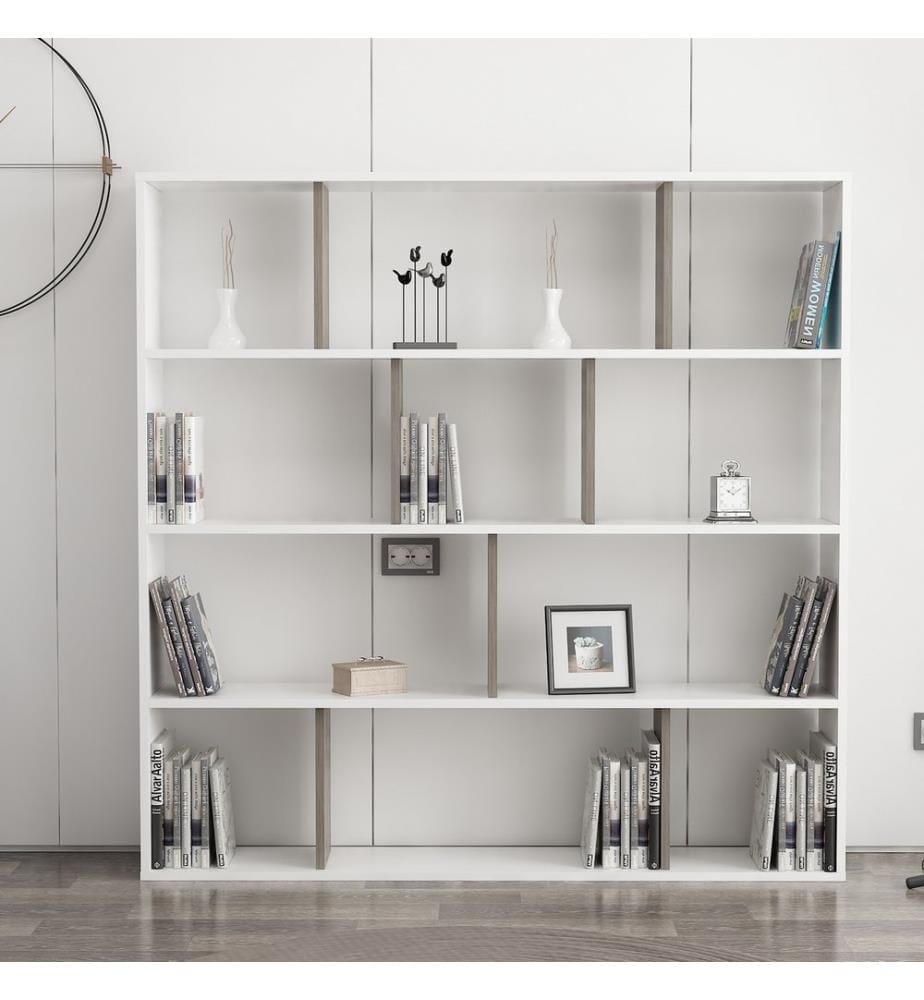 White, Librerie, 145X145.2X25 cm, Piastra Di Particelle Con Rivestimento Melamina