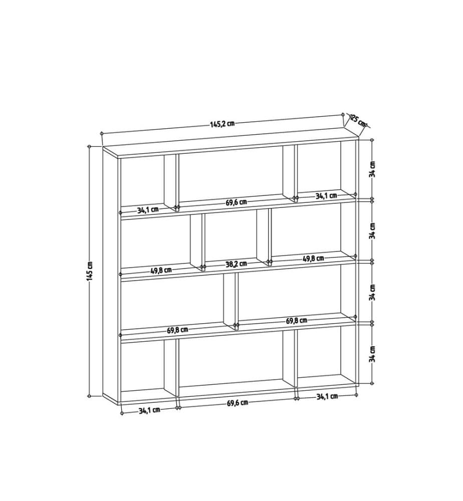 White, Librerie, 145X145.2X25 cm, Piastra Di Particelle Con Rivestimento Melamina