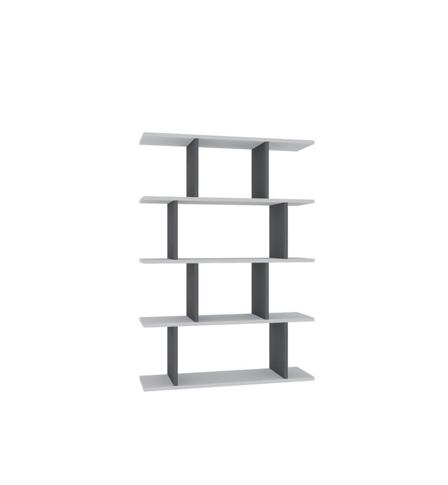 Weiss,Anthrazit, Bücherregale, 127,4X90X25 cm, Melaminbeschichtete Partikelplatte