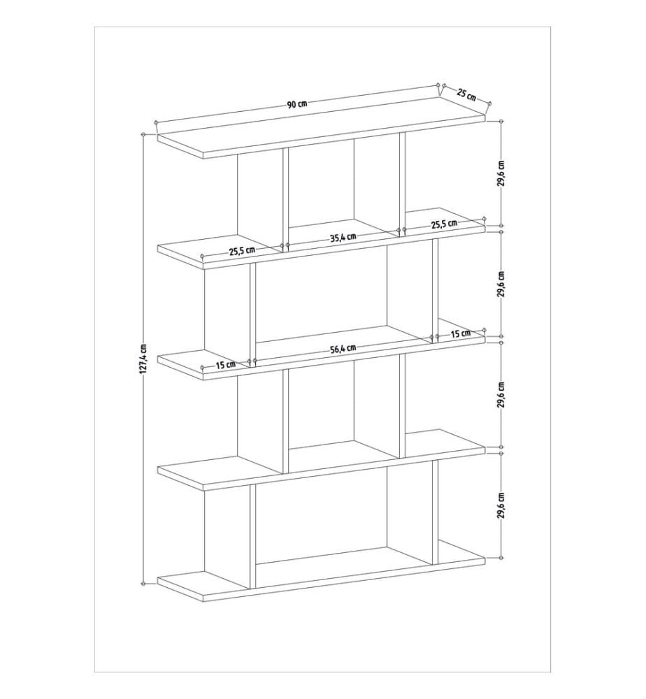 White, Booksheln, 127.4X90X25 cm, Piastra Di Particelle Con Rivestimento Melamina