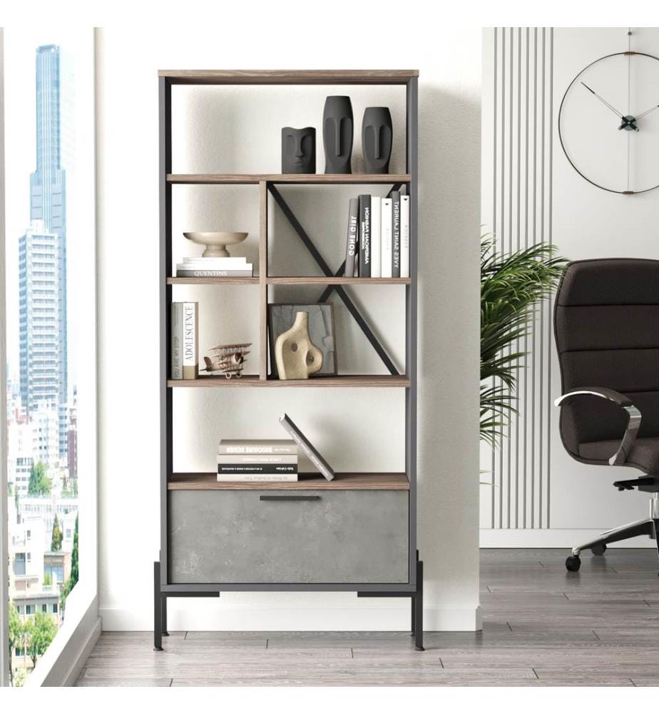 Braun, Bücherregale, 160,8X75,5X44,5 cm, Melaminbeschichtete Partikelplatte