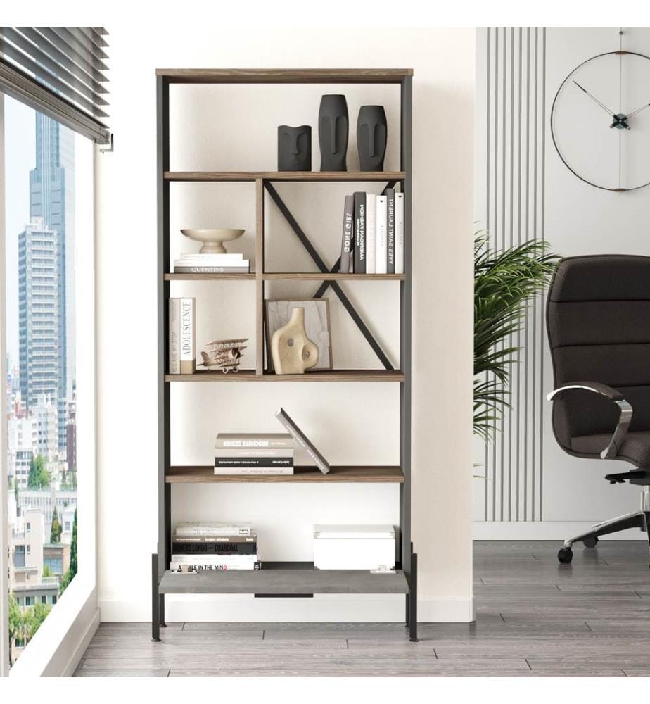 Braun, Bücherregale, 160,8X75,5X44,5 cm, Melaminbeschichtete Partikelplatte