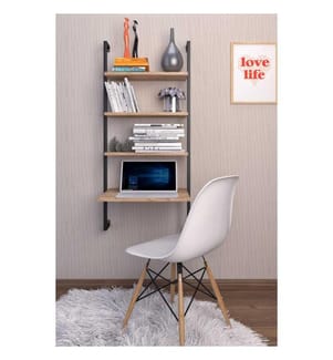 Etagère murale, marron, noir, panneau de particules mélaminé
