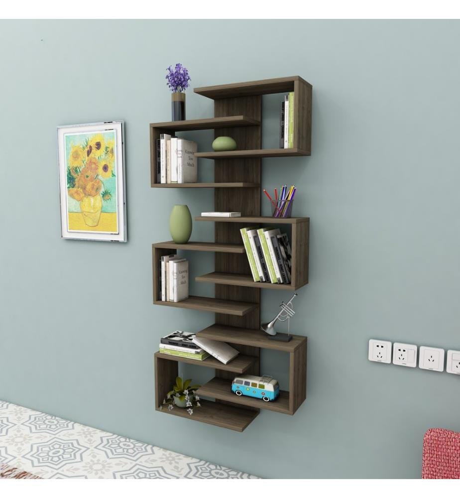 Nussbaumfarbe, Bücherregale, 161,3X75X21,3 cm, Melaminbeschichtete Partikelplatte