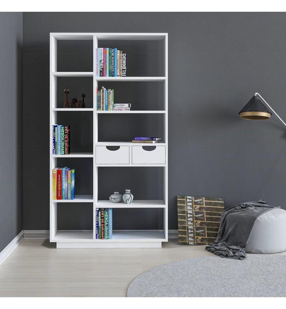 Bianco, Librerie, 188.6X80.4X25 cm, Piastra Di Particelle Con Rivestimento Melamina