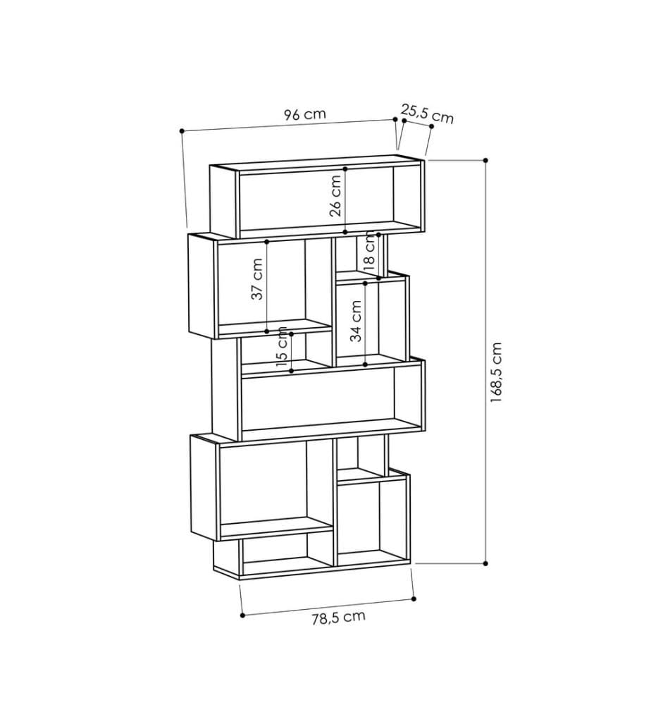 Antracite, Librerie, 168.5X96X25,5 cm, Piastra Di Particelle Rivestita Di Melamina