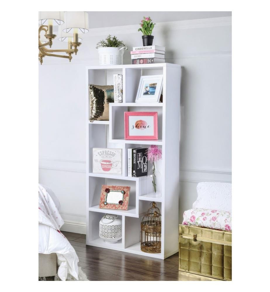 Bianco, Scaffali, 183.6X90X29,5 cm, Piastra Di Particelle Rivestita Con Melamina