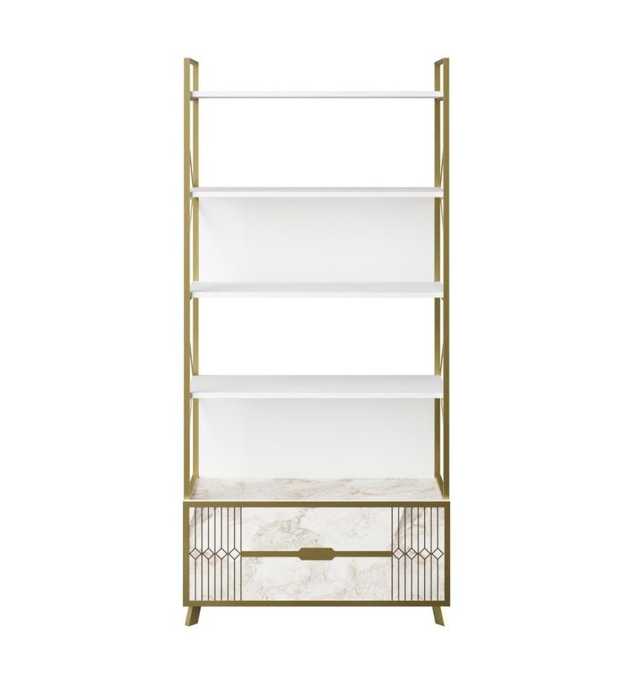 Bianco, Scaffali, 191X89.3X35,2 cm, Piastra Di Particelle Con Rivestimento Melamina