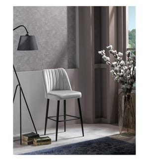 Set di sgabelli da bar, 4 pezzi, Crema, Nero, Pannello di particelle rivestito in melamina, Tessuto: Poliestere