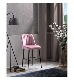 Set di sgabelli da bar , 4 pezzi, Lilla, Nero, Pannello di particelle rivestito in melamina, Tessuto: Poliestere