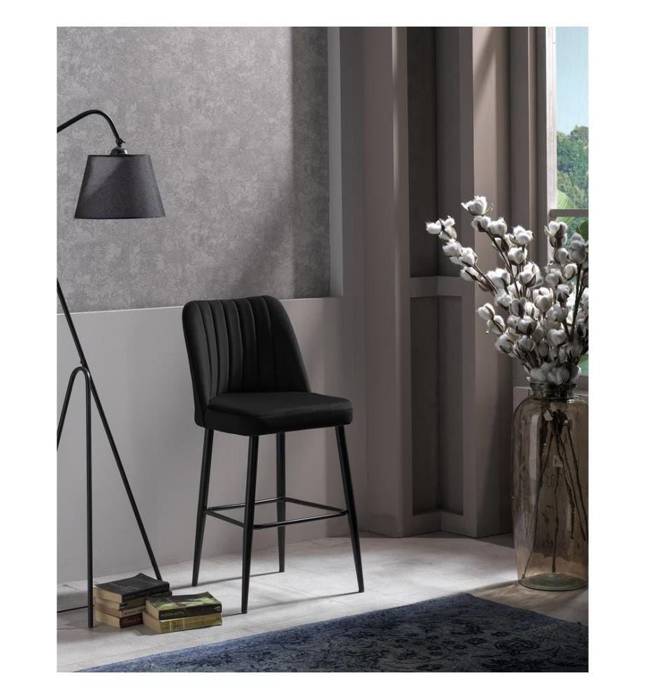 Barhocker Set , 4 Stück, Schwarz, Melaminbeschichtete Spanplatte, Stoff: Polyester
