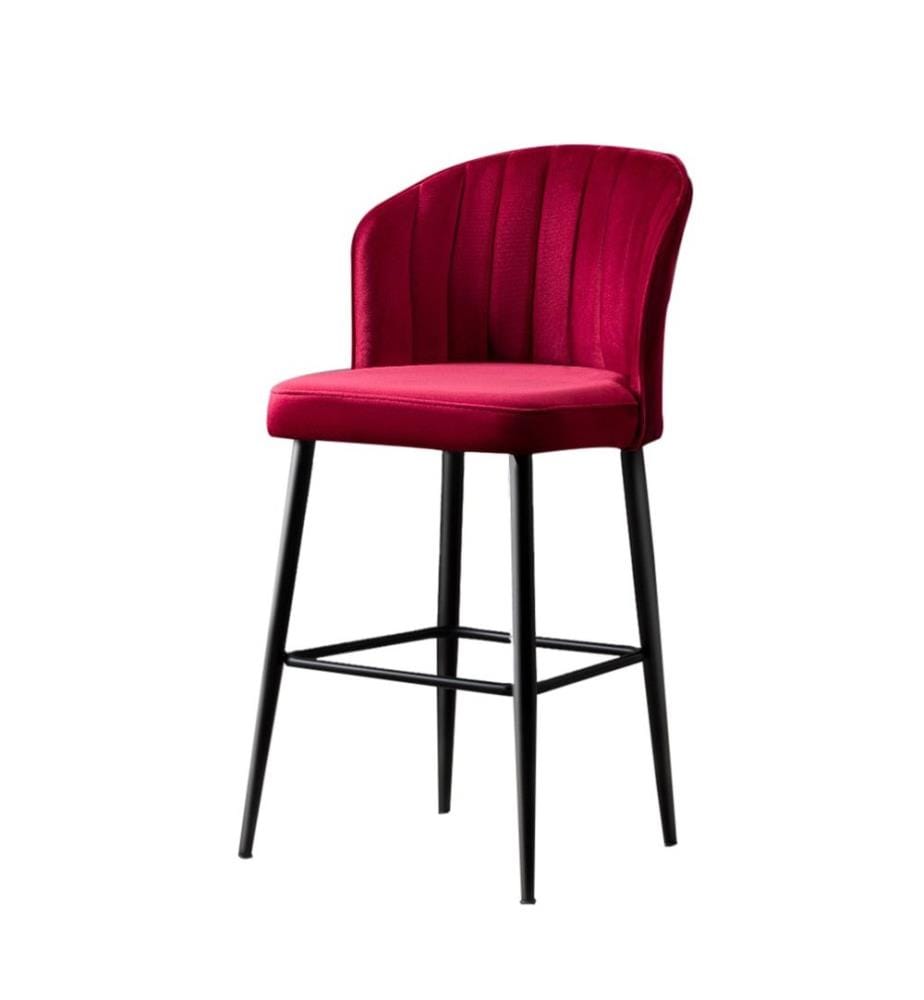 Barhocker Set , 4 Stück, Claret Rot, Schwarz, Melaminbeschichtete Spanplatte, Stoff: Polyester
