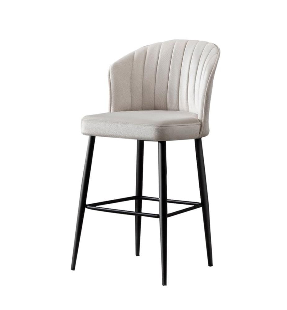 Barhocker Set , 4 Stück, Creme, Schwarz, Melaminbeschichtete Spanplatte, Stoff: Polyester
