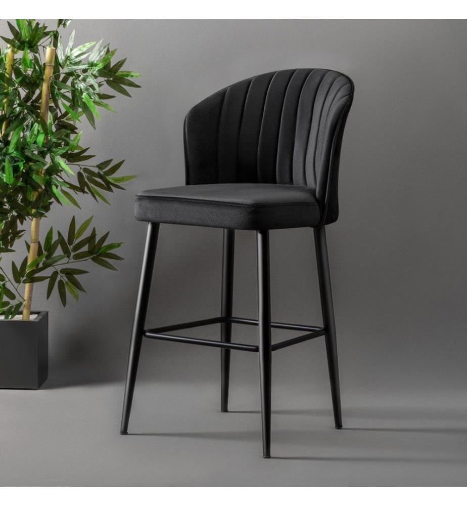 Barhocker Set , 4 Stück, Schwarz, Melaminbeschichtete Spanplatte, Stoff: Polyester