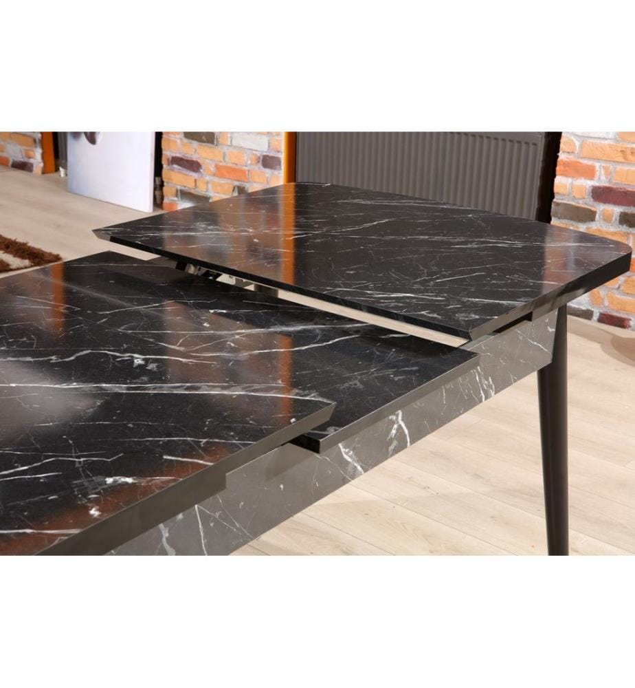 Table à rallonges, Noir, Blanc, Panneau de particules mélaminé