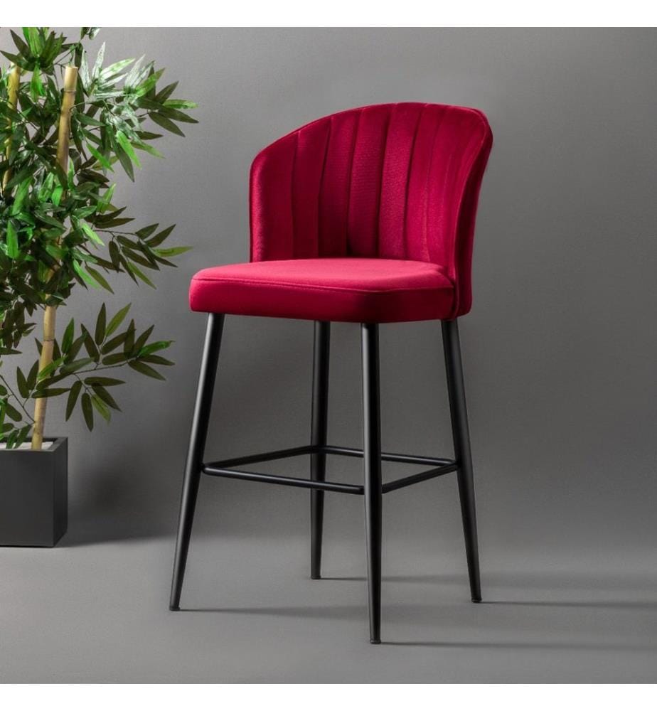 Barhocker Set , 2 Stück, Claret Rot, Schwarz, Melaminbeschichtete Spanplatte, Stoff: Polyester