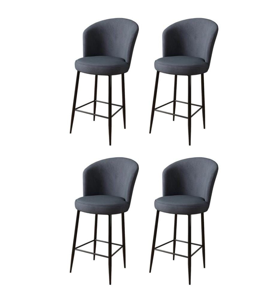 Barhocker Set , 4 Stück, Anthrazit, Schwarz, Gestell: Metall, Stoff: Babyface