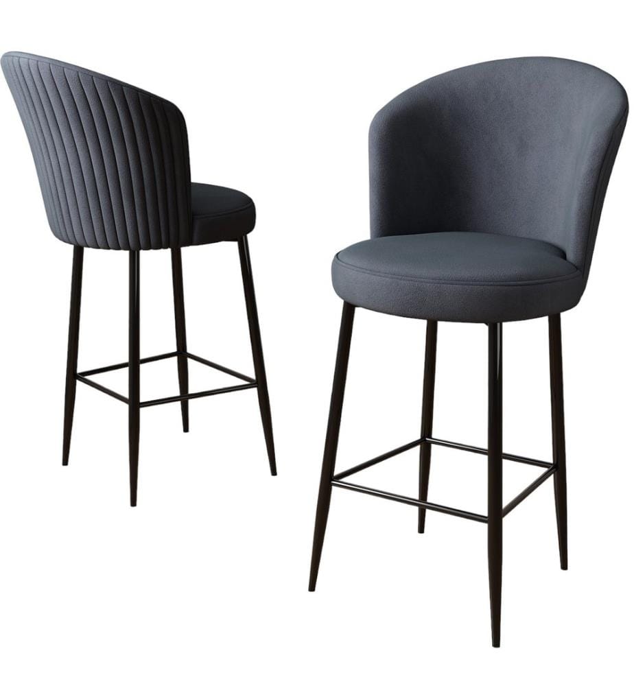 Barhocker-Set , 6-teilig, Anthrazit, Schwarz, Gestell: Metall, Stoff: Babyface