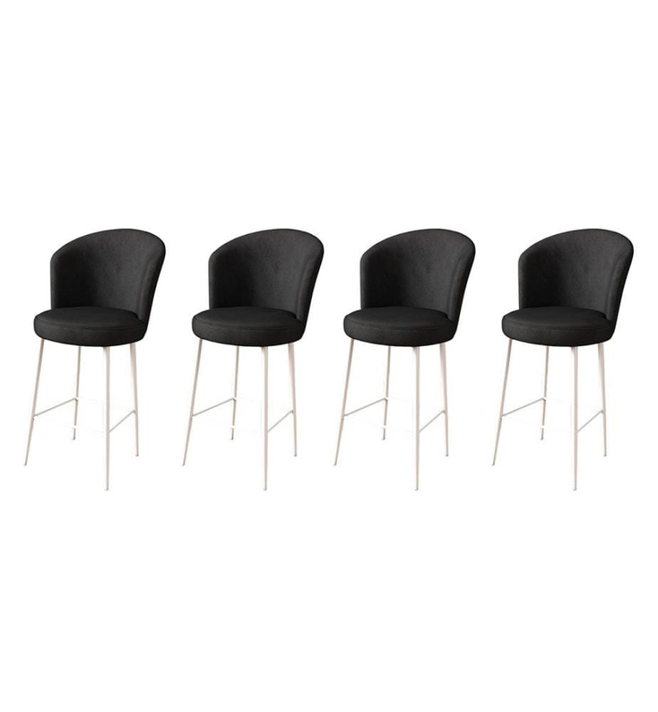 Barhocker Set , 4 Stück, Schwarz, Weiss, Gestell: Metall, Stoff: Babyface