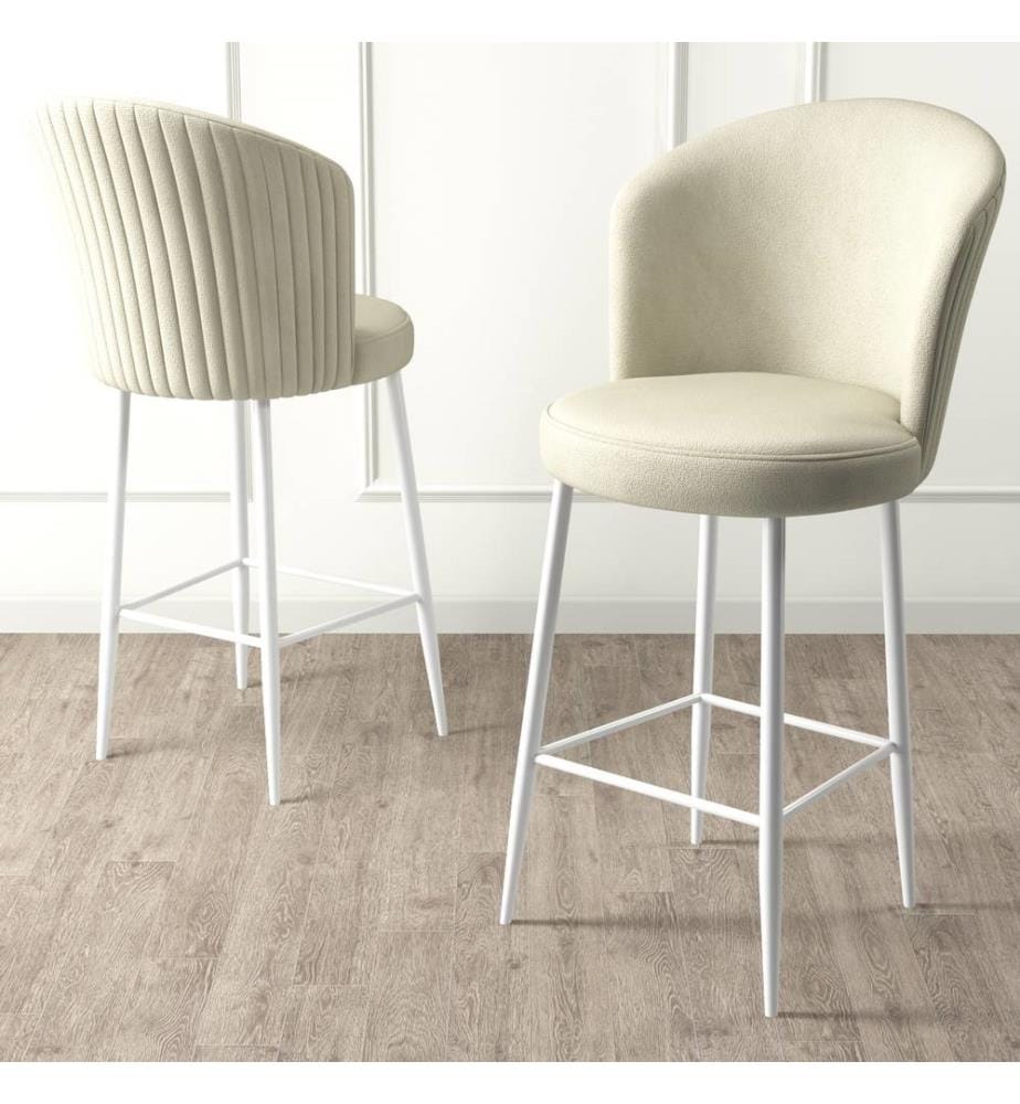 Barhocker-Set , 6-teilig, Creme, Weiss, Gestell: Metall, Stoff: Babyface
