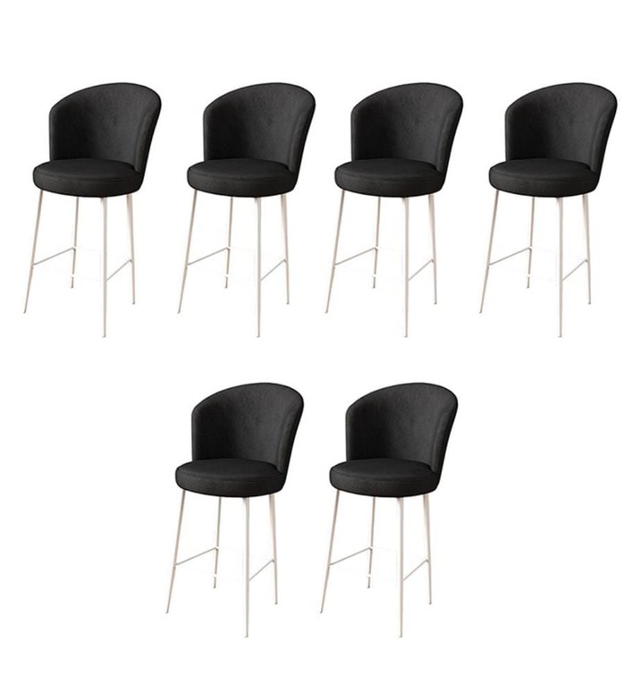 Barhocker-Set , 6-teilig, Schwarz, Weiss, Gestell: Metall, Stoff: Babyface