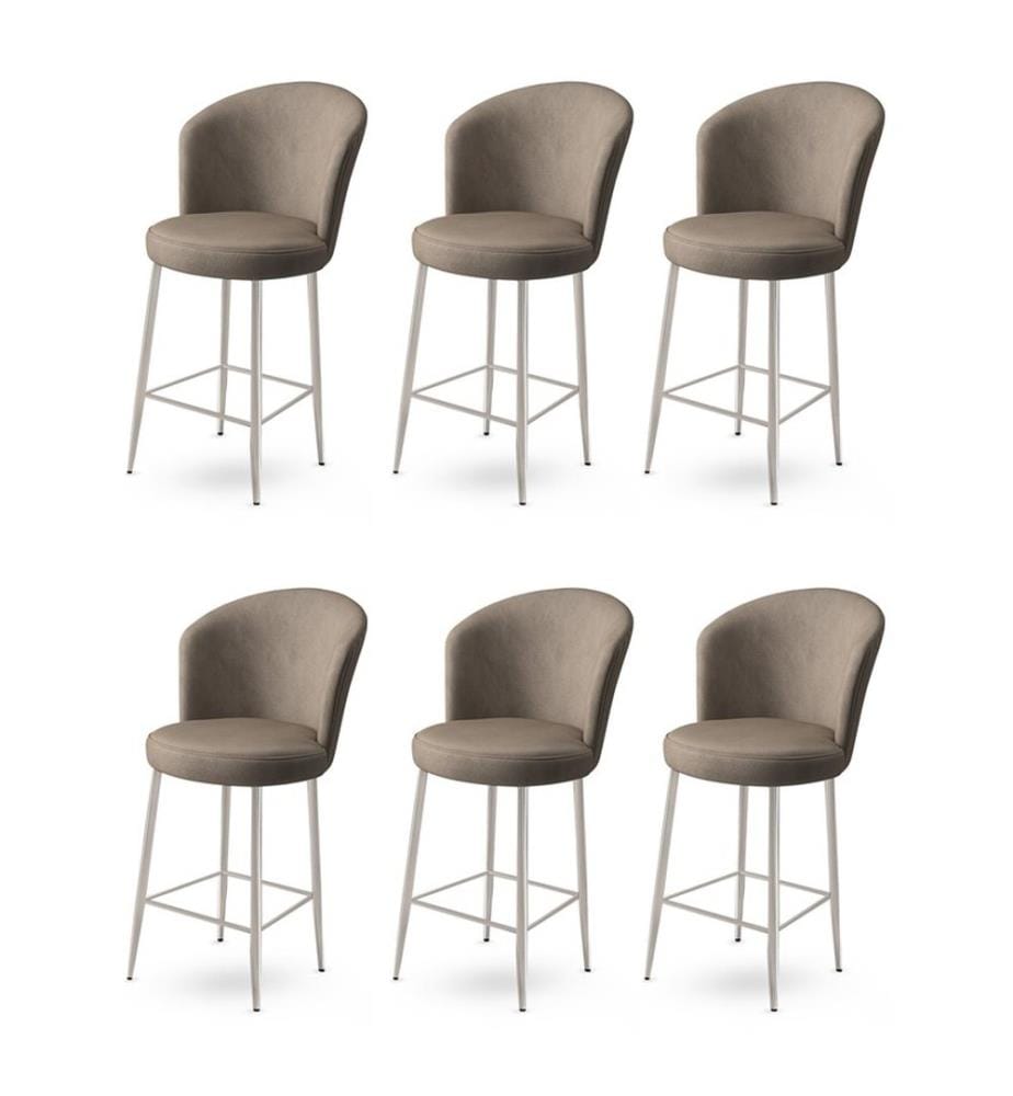 Barhocker-Set , 6-teilig, Cappuccino, Chrom, Gestell: Metall, Stoff: Babyface