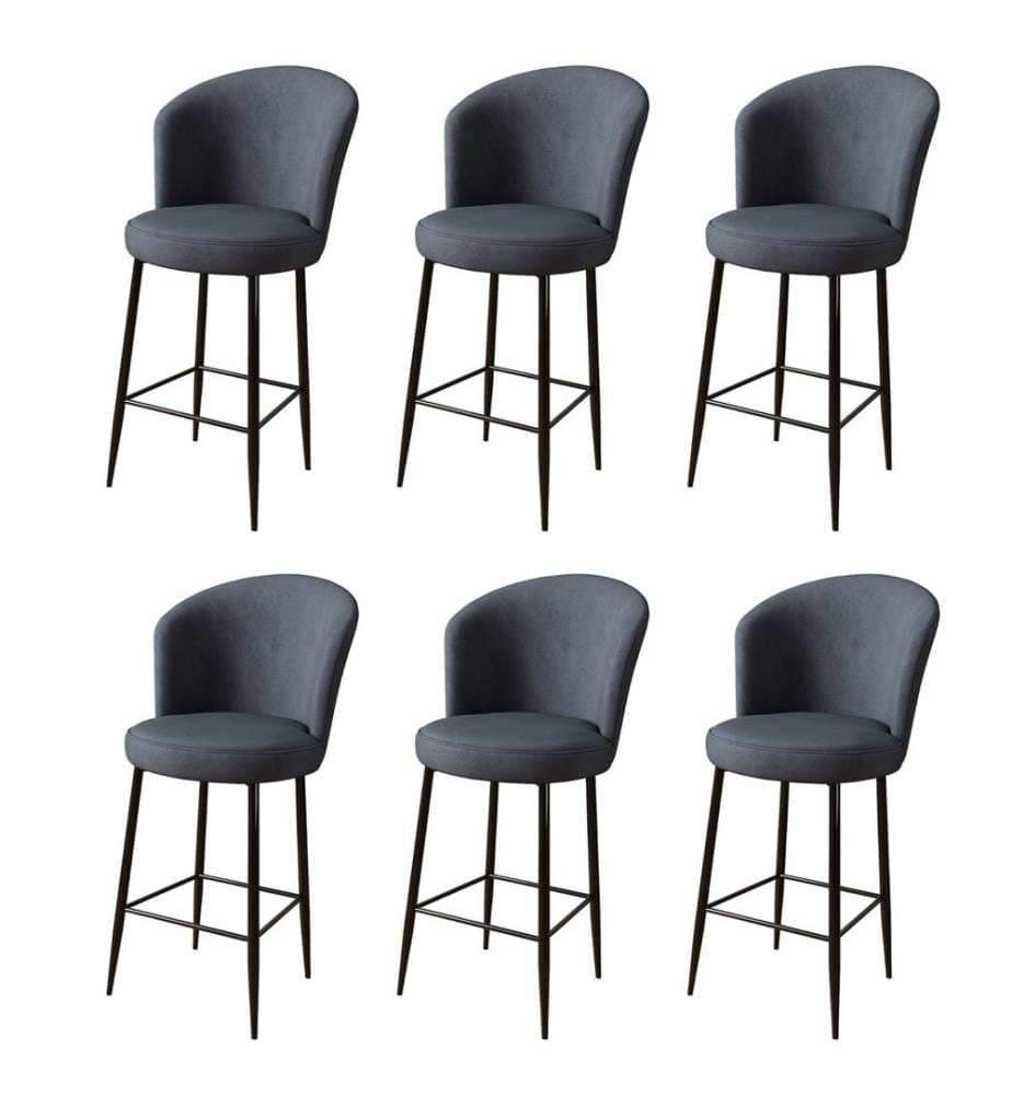 Barhocker-Set , 6-teilig, Anthrazit, Schwarz, Gestell: Metall, Stoff: Babyface