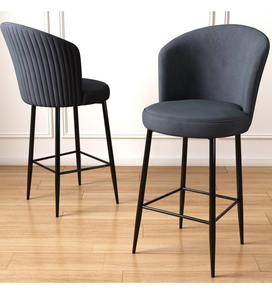 Barhocker-Set , 6-teilig, Anthrazit, Schwarz, Gestell: Metall, Stoff: Babyface
