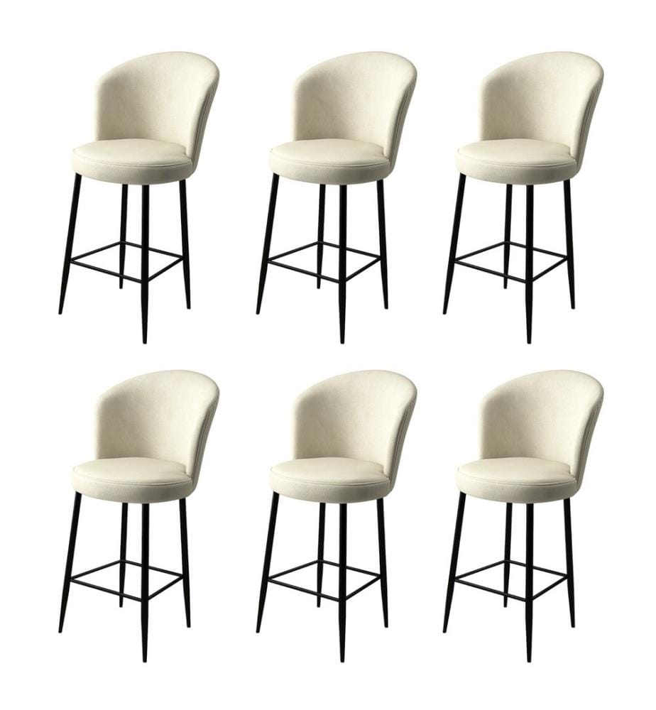 Barhocker Set , 6 Stück, Creme, Schwarz, Gestell: Metall, Stoff: Babyface